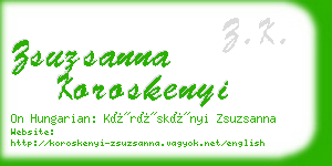 zsuzsanna koroskenyi business card